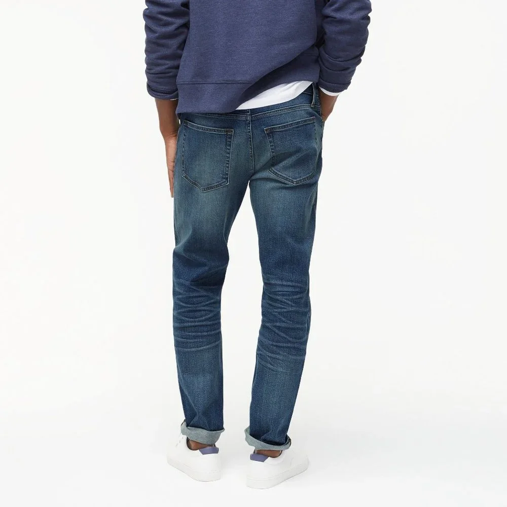 NWT Mens Size 35 35x34 J. Crew Blue Slim Fit Flex Jean in Medium Tinted Wash